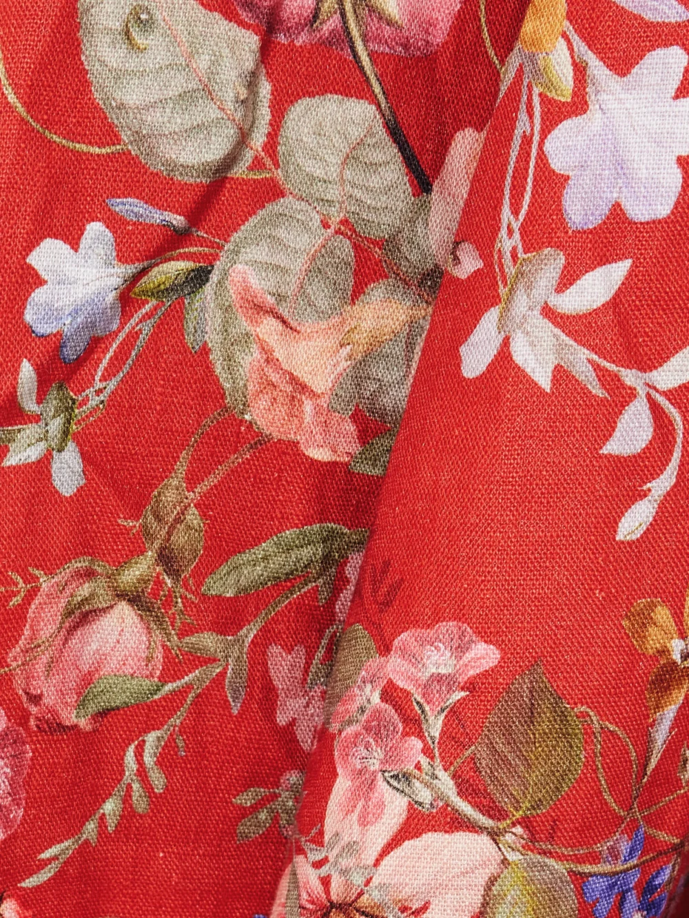 Close-up detail of the Zimmermann Patience Floral-print Linen Midi Dress
