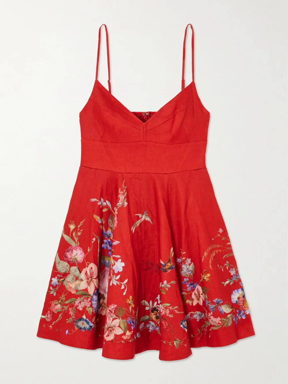 Zimmermann Patience Floral-print Linen Midi Dress in red