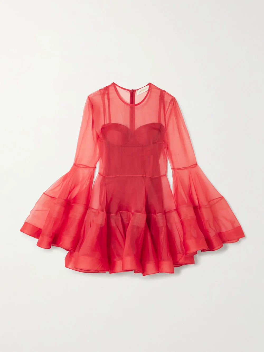 Zimmermann Rebellion Lantern Silk-tulle Mini Dress in red