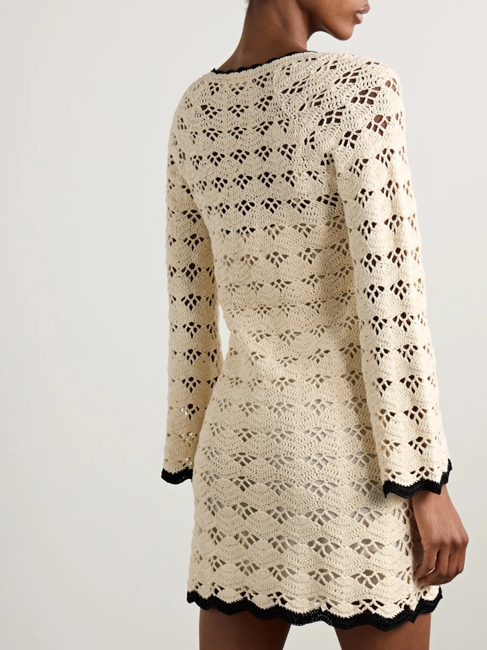 Back view of the Zimmermann Rhiannon Crocheted Cotton Mini Dress