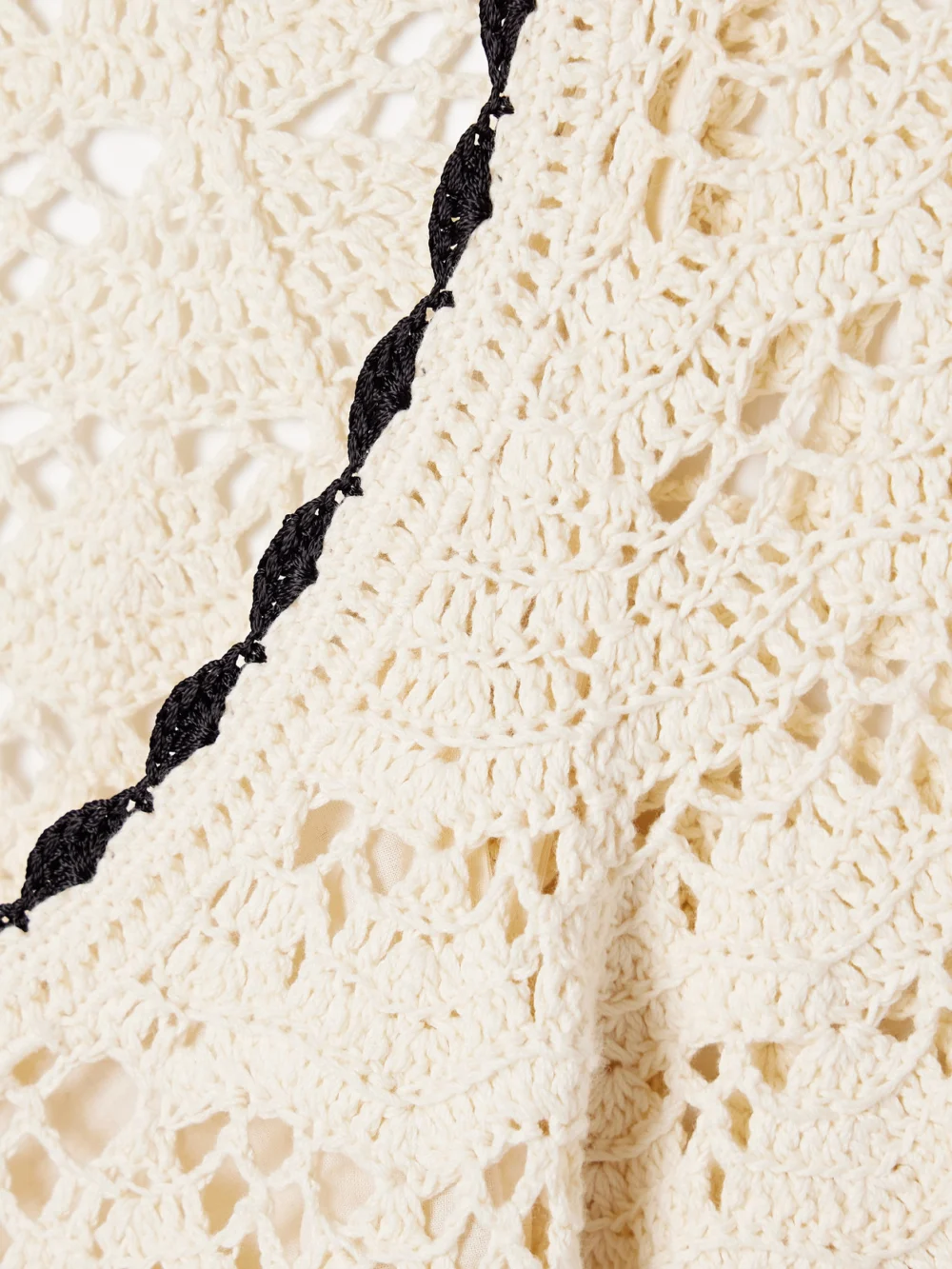 Close-up detail of the Zimmermann Rhiannon Crocheted Cotton Mini Dress