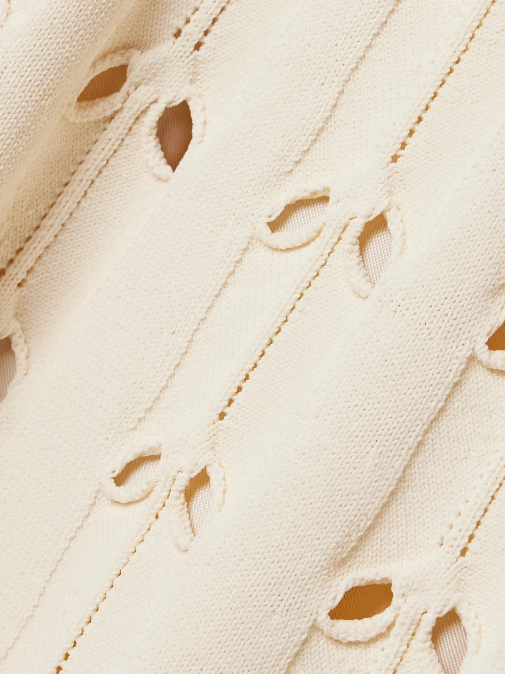Close-up detail of the Zimmermann Rhiannon Cutout Pointelle-knit Cotton-blend Mini Dress