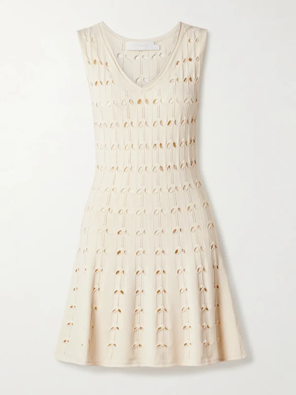 Zimmermann Rhiannon Cutout Pointelle-knit Cotton-blend Mini Dress