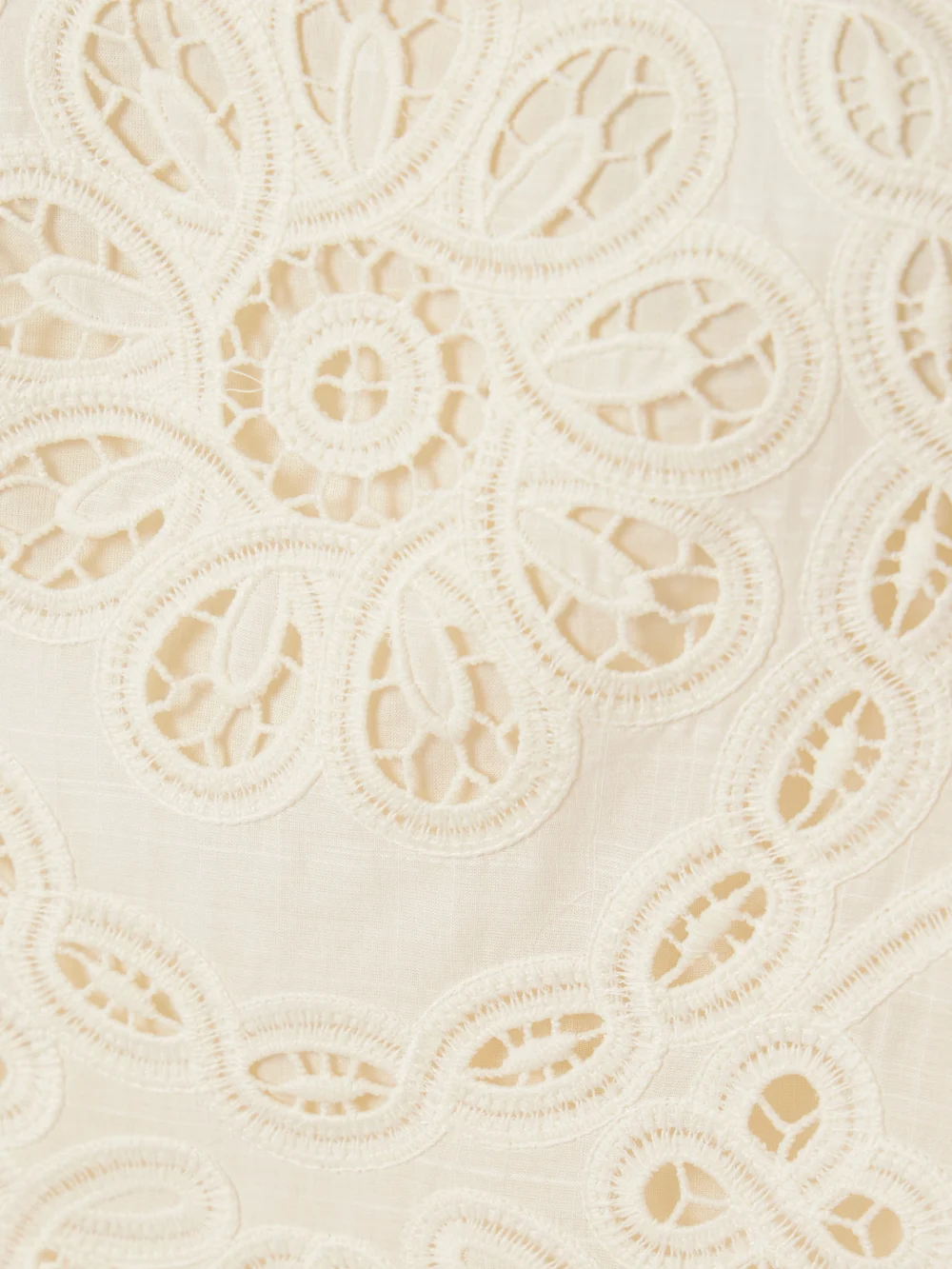 Close-up detail of the Zimmermann Rhiannon Guipure Lace-trimmed Voile Midi Dress
