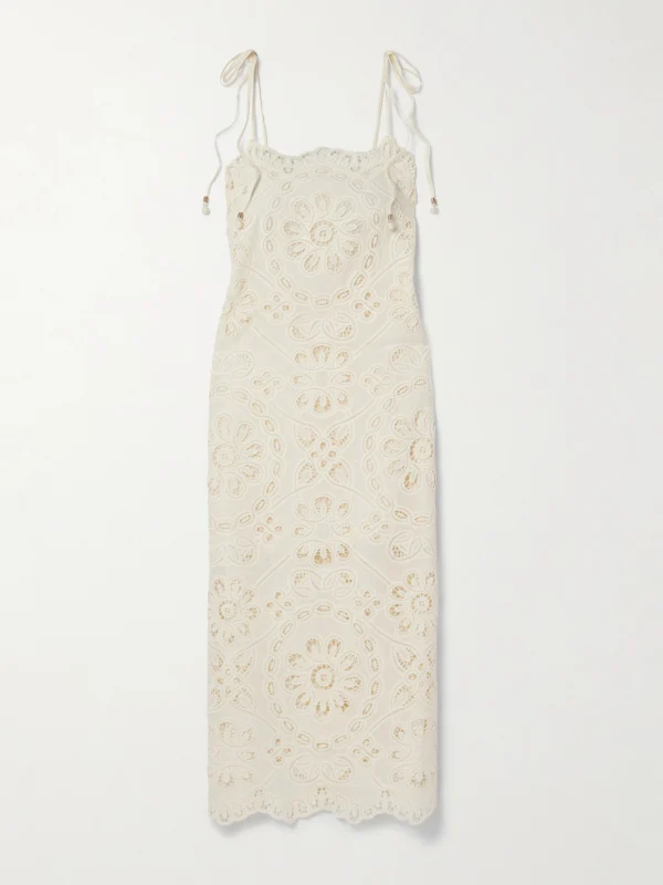 Zimmermann Rhiannon Guipure Lace-trimmed Voile Midi Dress