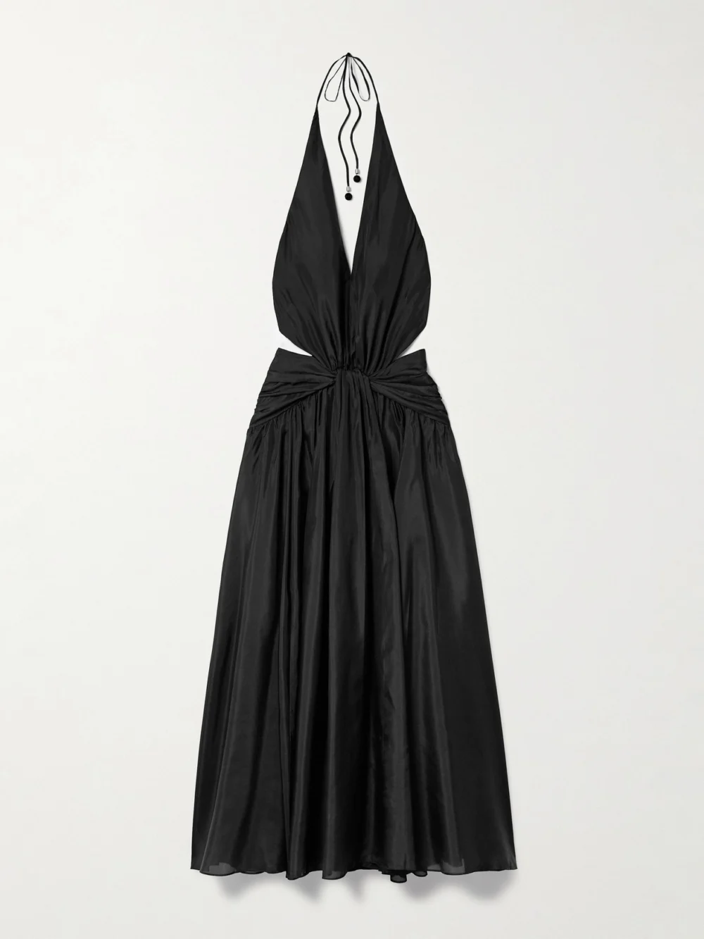 Zimmermann Rhiannon Open-back Draped Organic Silk Halterneck Maxi Dress in black