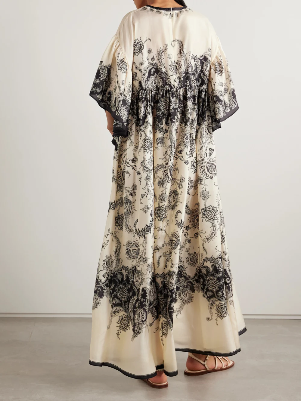 Back view of the Zimmermann Rhiannon Paisley-print Silk Maxi Dress