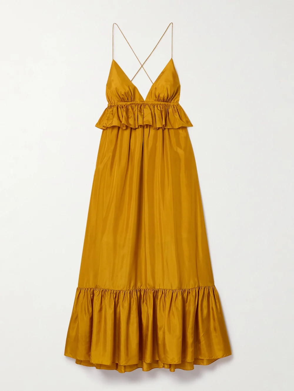 Zimmermann Rhiannon Ruffled Silk Maxi Dress in yellow