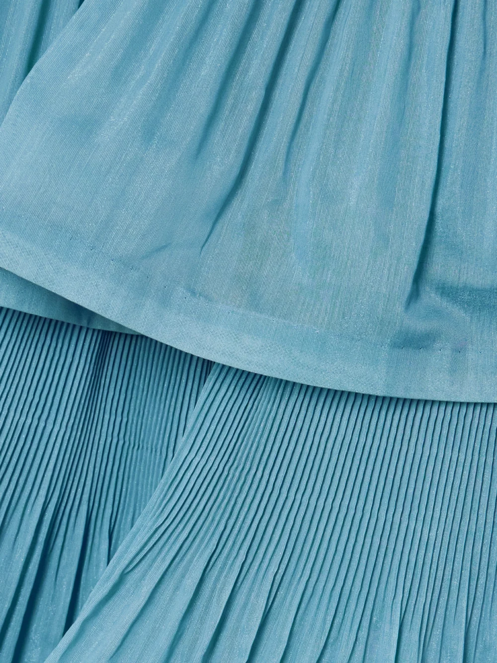 Close-up detail of the Zimmermann Tiered Pleated Voile Midi Dress