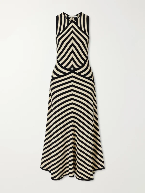 Zimmermann Valiant Deco Striped Ribbed Jersey Midi Dress