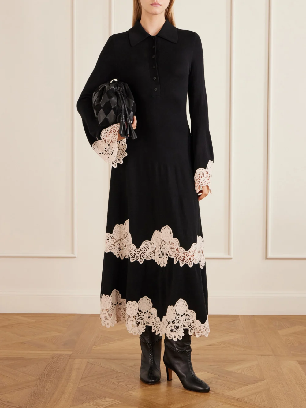 Zimmermann Valiant Lace-trimmed Merino Wool Midi Dress, worn by a model