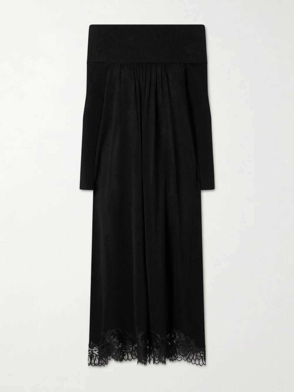 Zimmermann Valiant Off-the-shoulder Lace-trimmed Tencel®-blend Maxi Dress in black