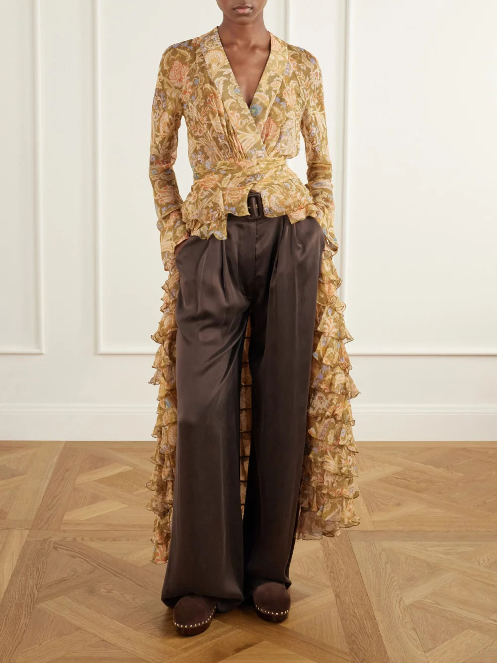 Zimmermann Valiant Tiered Ruffled Floral-print Silk-chiffon Wrap Maxi Dress