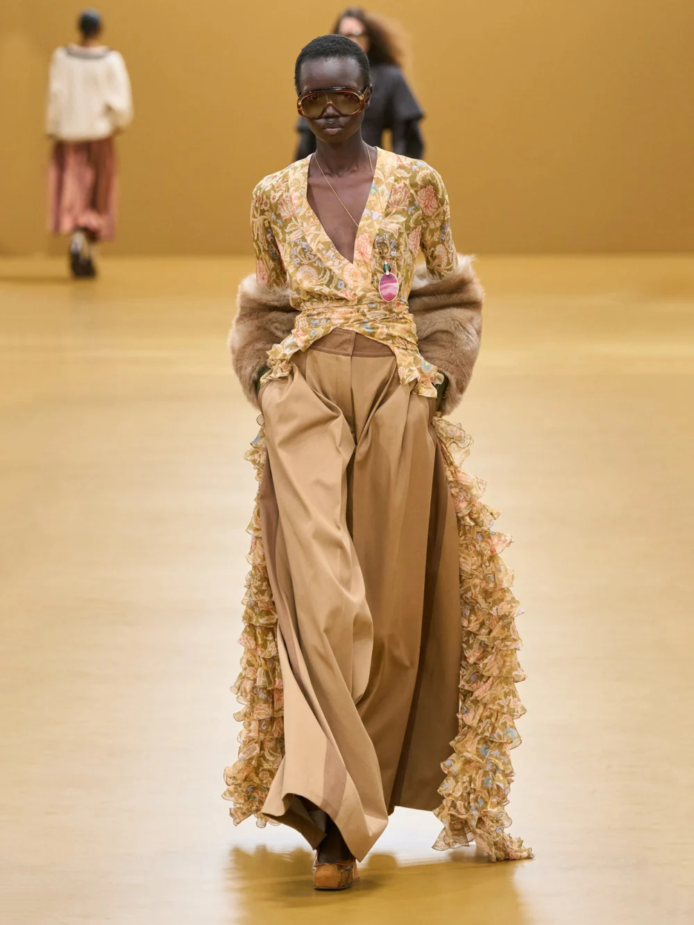 Zimmermann Valiant Tiered Ruffled Floral-print Silk-chiffon Wrap Maxi Dress, styled view