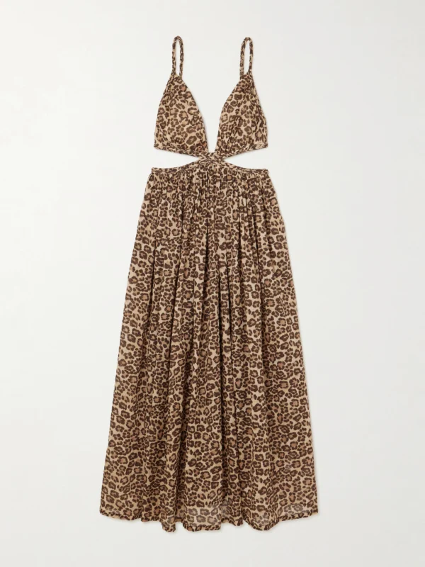 Zimmermann Wanderlust Cutout Leopard-print Cotton-voile Maxi Dress