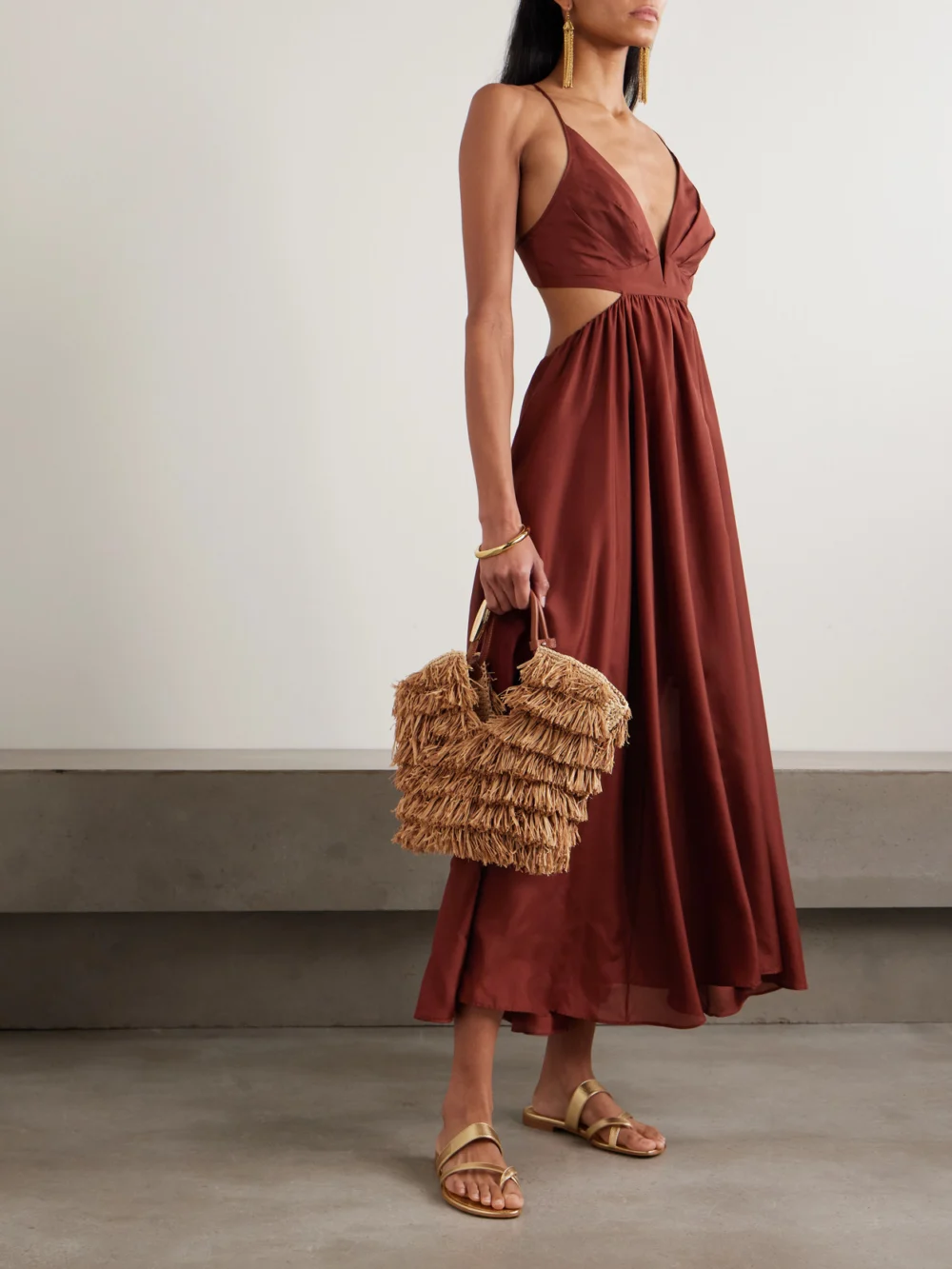 Zimmermann Wanderlust Cutout Silk-poplin Maxi Dress, worn by a model