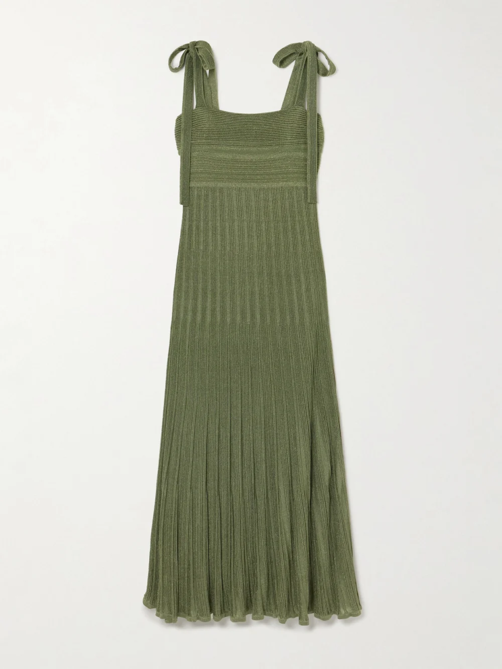 Zimmermann Wanderlust Metallic Ribbed-knit Maxi Dress in green