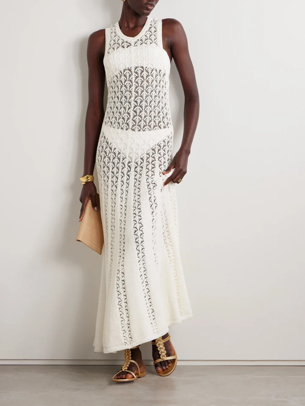 Zimmermann Wylie Open-knit Cotton Maxi Dress, worn by a model