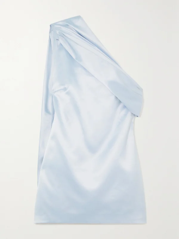 16Arlington Blake One-shoulder Draped Satin Mini Dress
