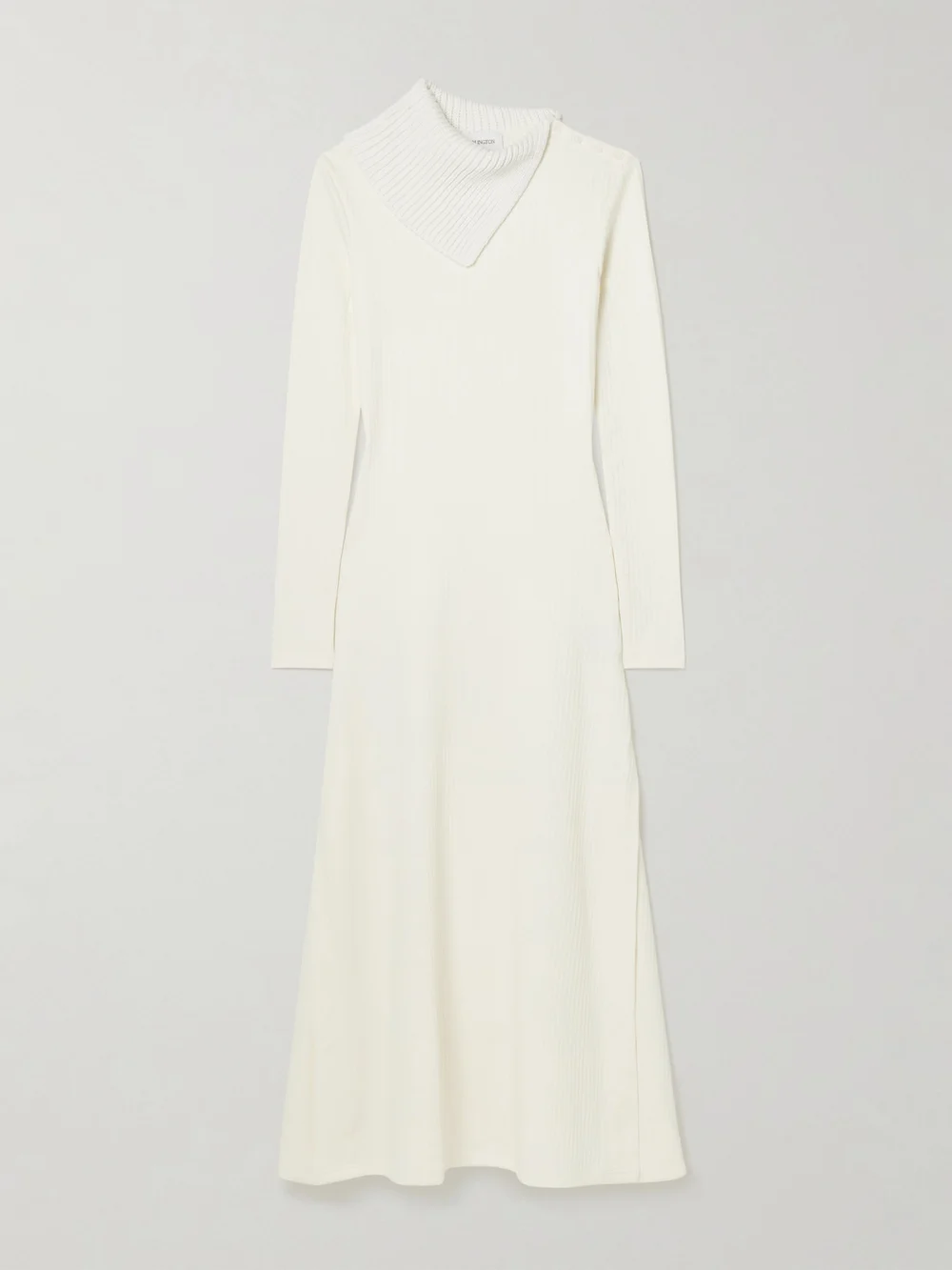 16Arlington Gitsie Cotton-trimmed Button-detailed Ribbed Stretch-jersey Midi Dress in ecru