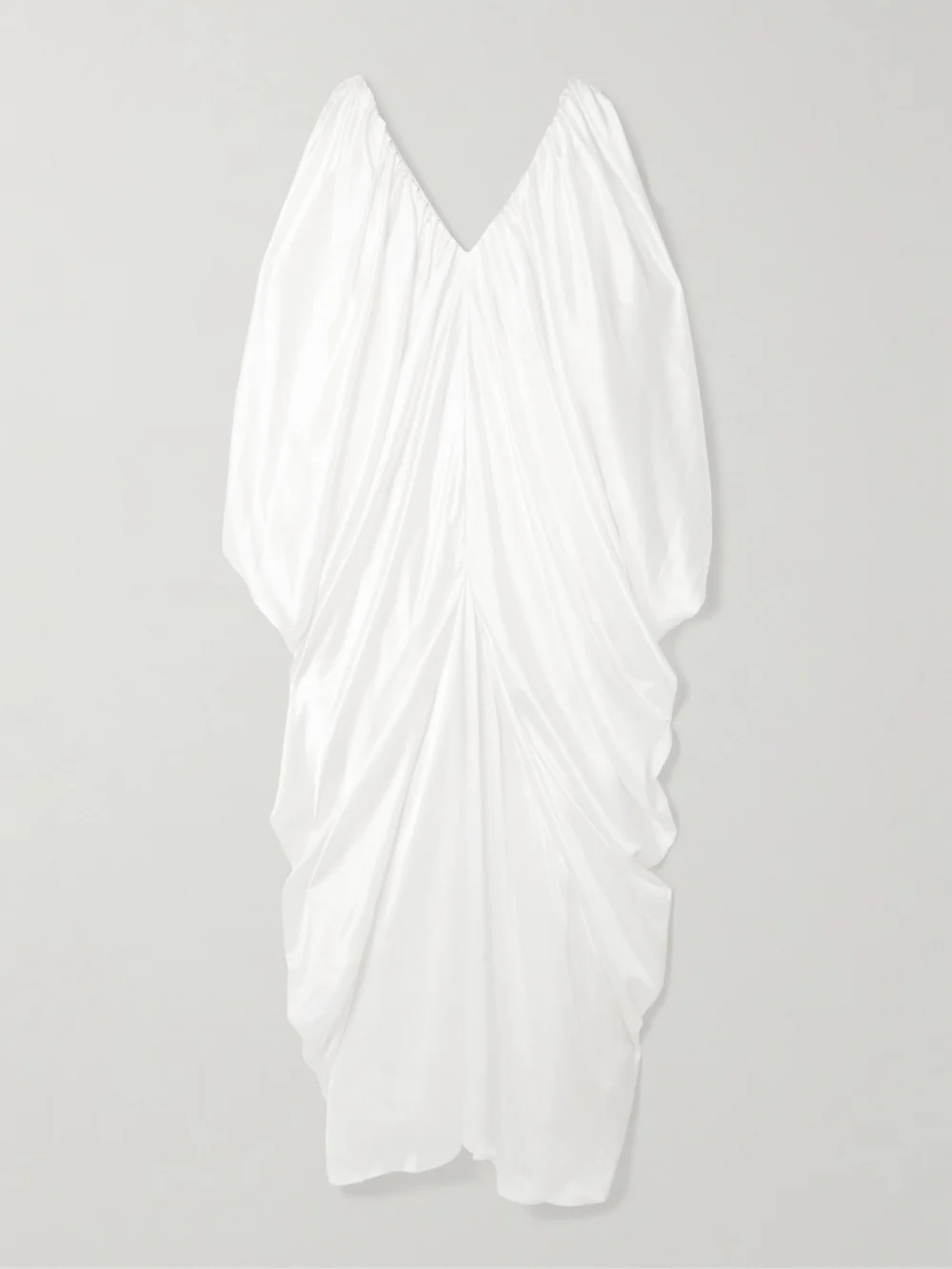 Abadia Draped Gathered Silk-satin Gown in cream