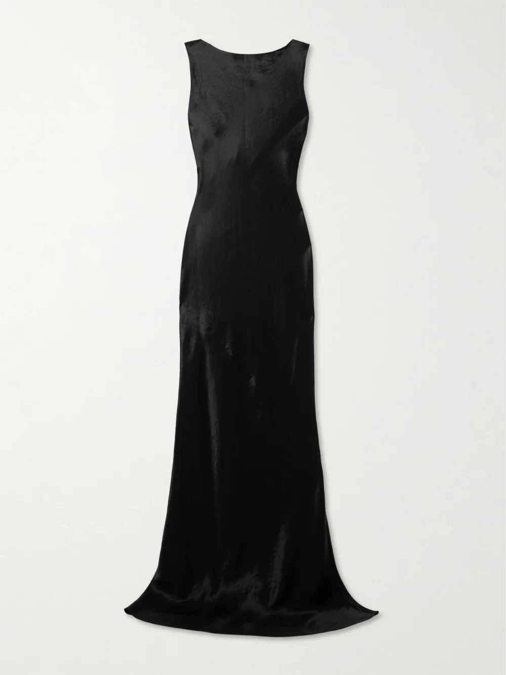 Abadia Draped Hammered-satin Gown in black