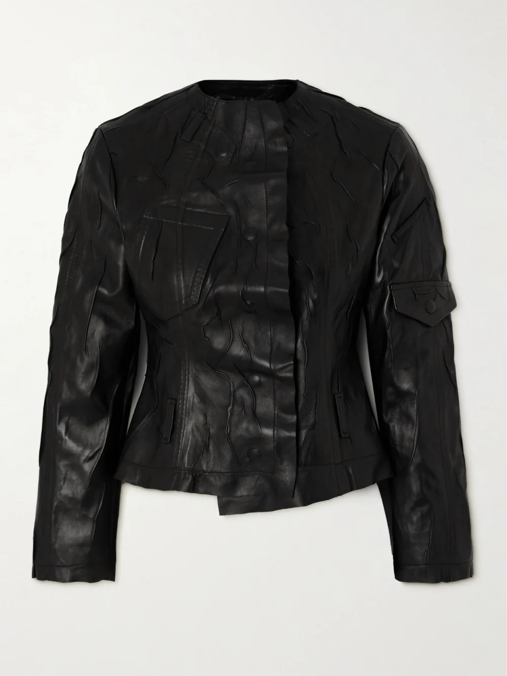 Acne Studios Distressed Leather Jacket in black