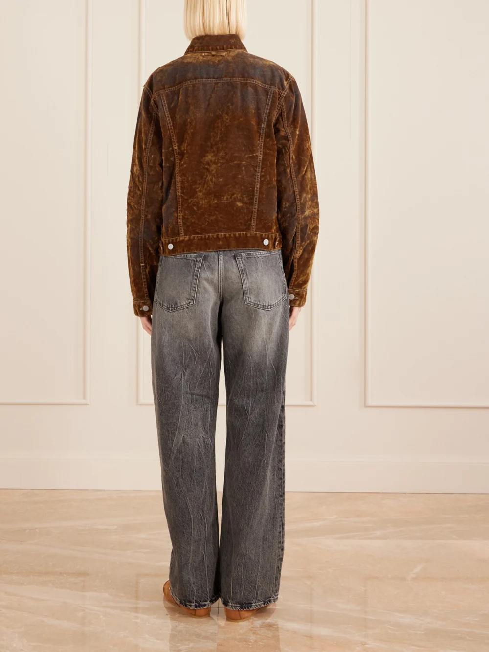 Back view of the Acne Studios Flocked Denim Jacket