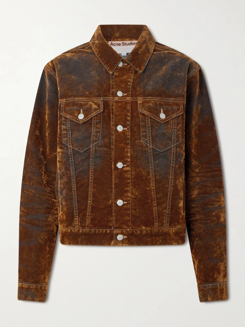 Acne Studios Flocked Denim Jacket in brown