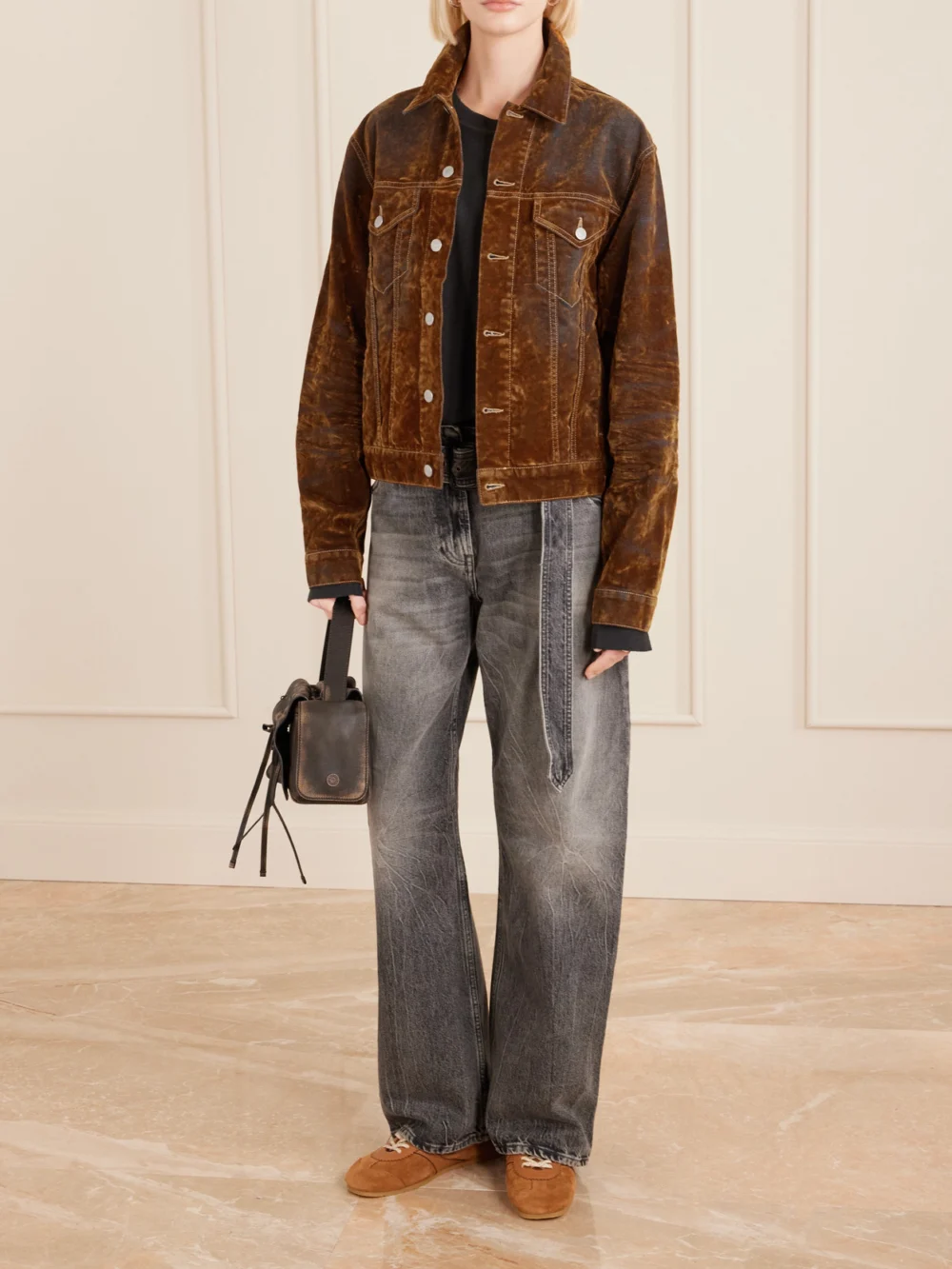 Acne Studios Flocked Denim Jacket, worn by a model