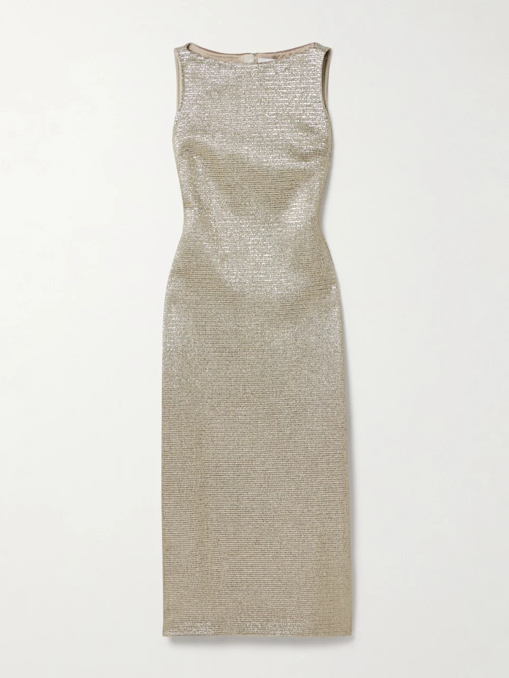 Adam Lippes Blaire Metallic Stretch-tweed Midi Dress in gold