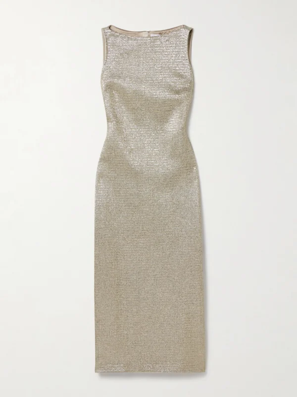 Adam Lippes Blaire Metallic Stretch-tweed Midi Dress