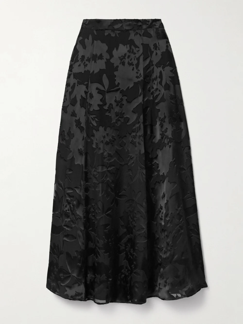 Adam Lippes Emi Devoré-satin Midi Skirt in black