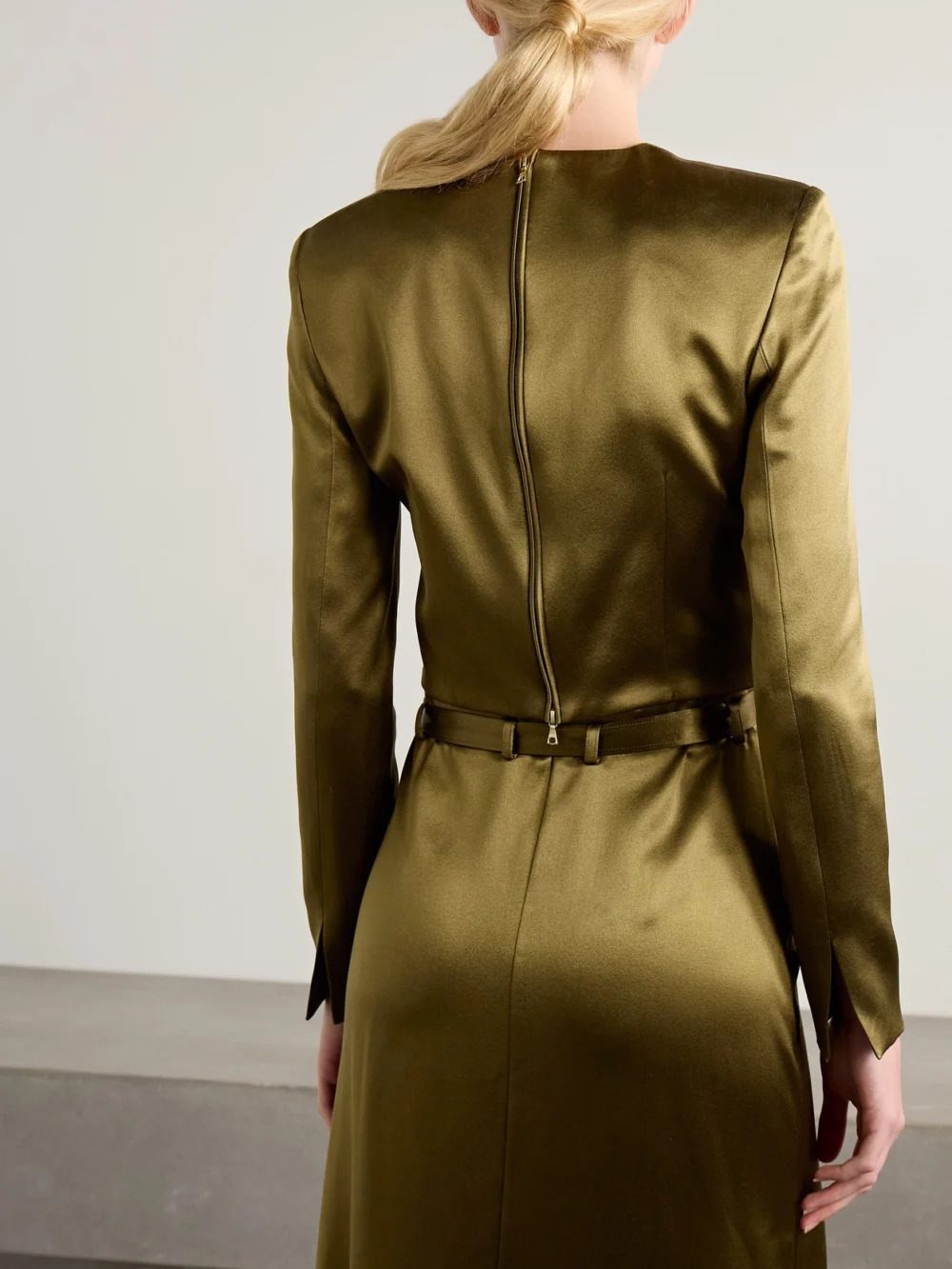 Back view of the Adam Lippes Keira Cropped Silk-charmeuse Top