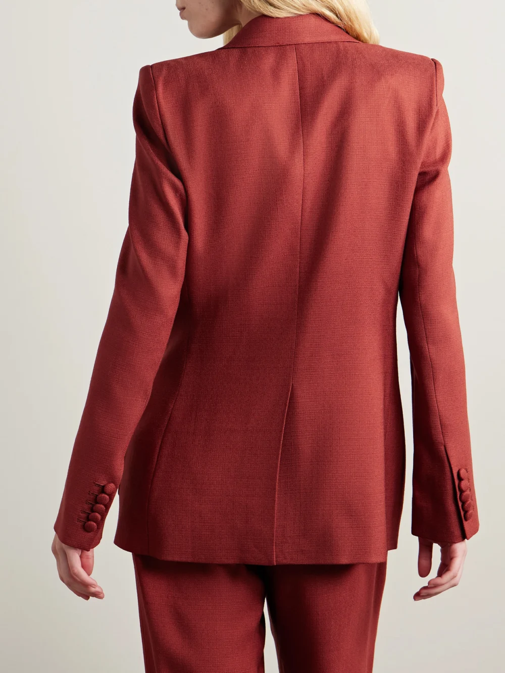 Back view of the Adam Lippes Riva Double-breasted Canvas Blazer