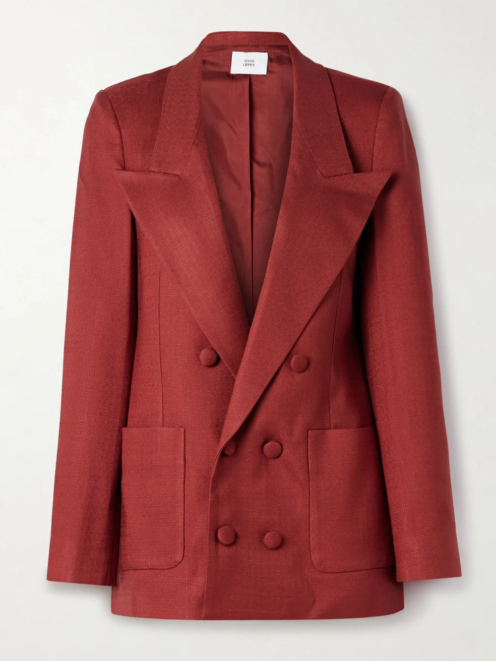 Adam Lippes Riva Double-breasted Canvas Blazer in red