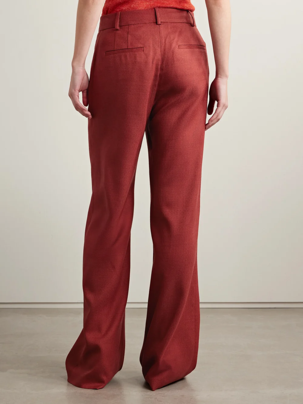 Back view of the Adam Lippes Wyatt Canvas Straight-leg Pants