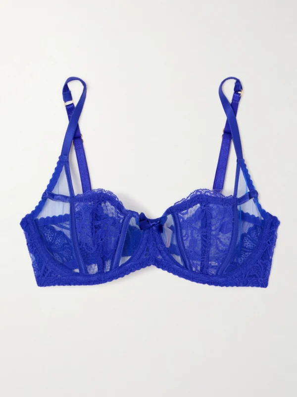 Agent Provocateur Rozlyn Satin-trimmed Lace and Tulle Underwired Balconette Bra