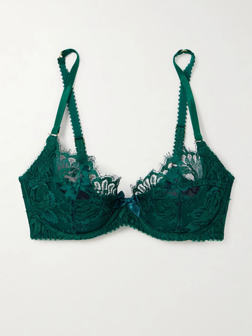 Agent Provocateur Solanna Silk-blend Satin and Lace Underwired Bra in teal