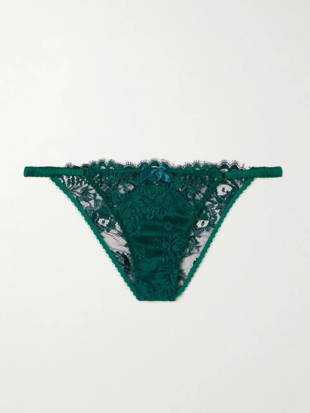 Agent Provocateur Solanna Silk-blend Satin-trimmed Lace Briefs in teal