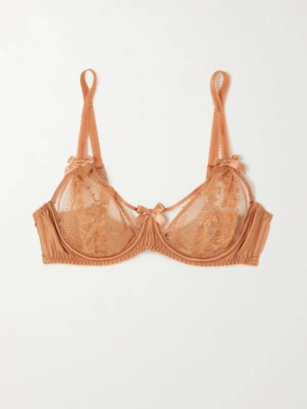 Agent Provocateur Tanya Cutout Leavers Lace and Stretch-silk Satin Underwired Bra