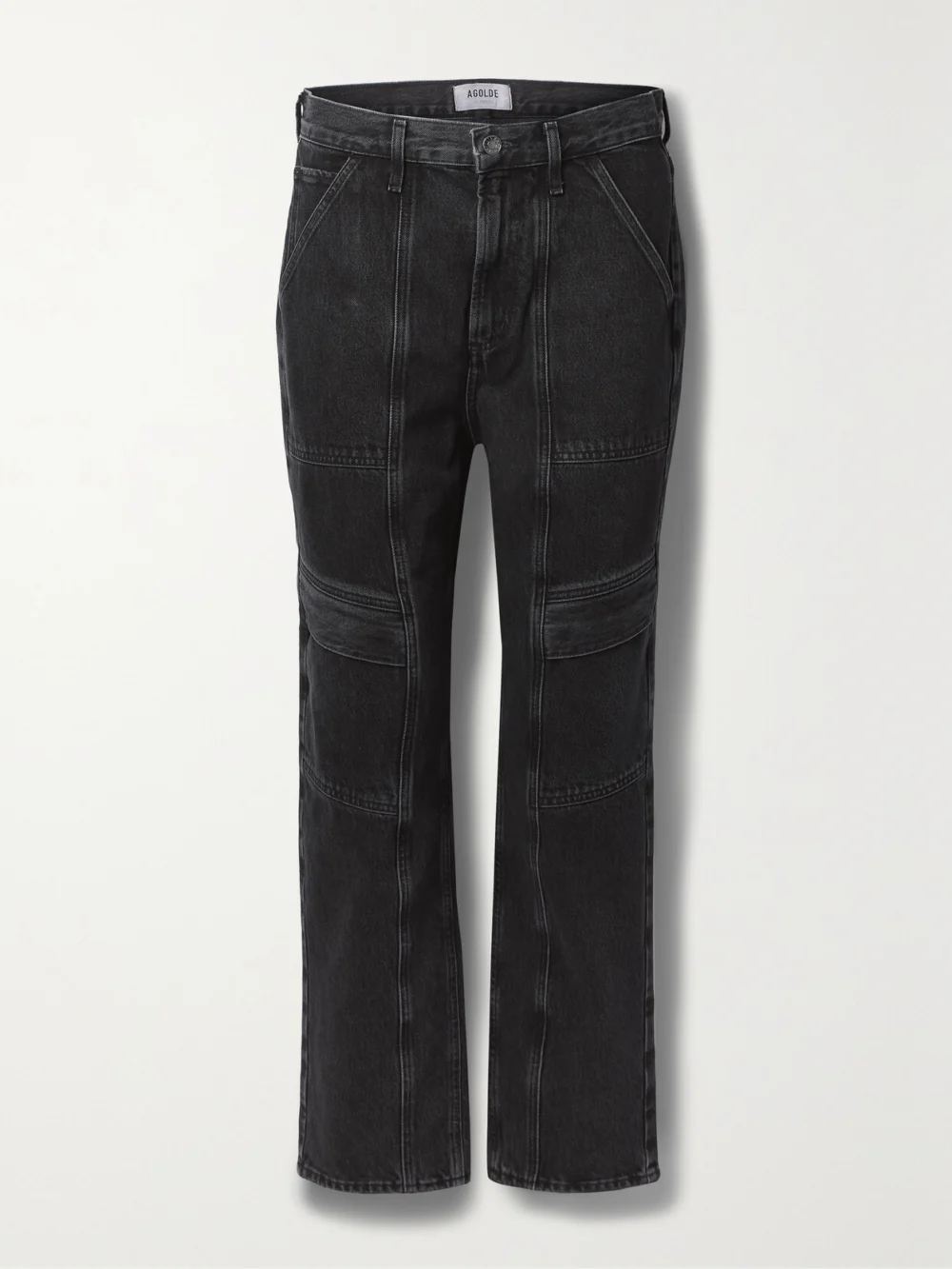 Agolde Cooper Cargo I Organic High-rise Straight-leg Jeans in black