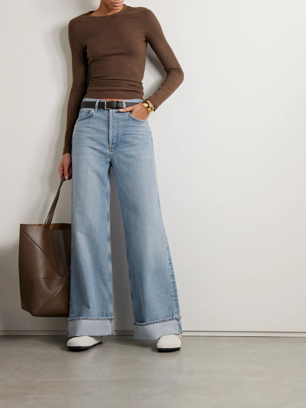 Agolde Dame High-rise Wide-leg Jeans, worn by a model