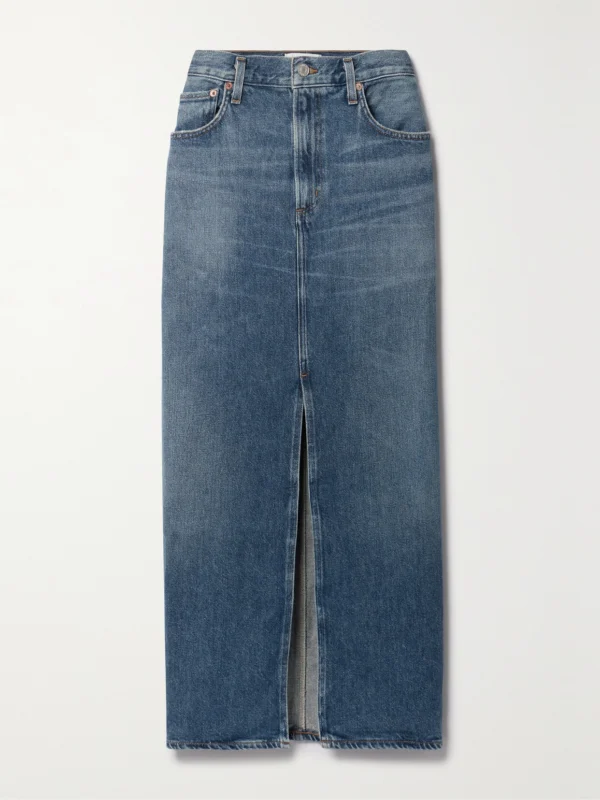 Agolde Leif Denim Midi Skirt