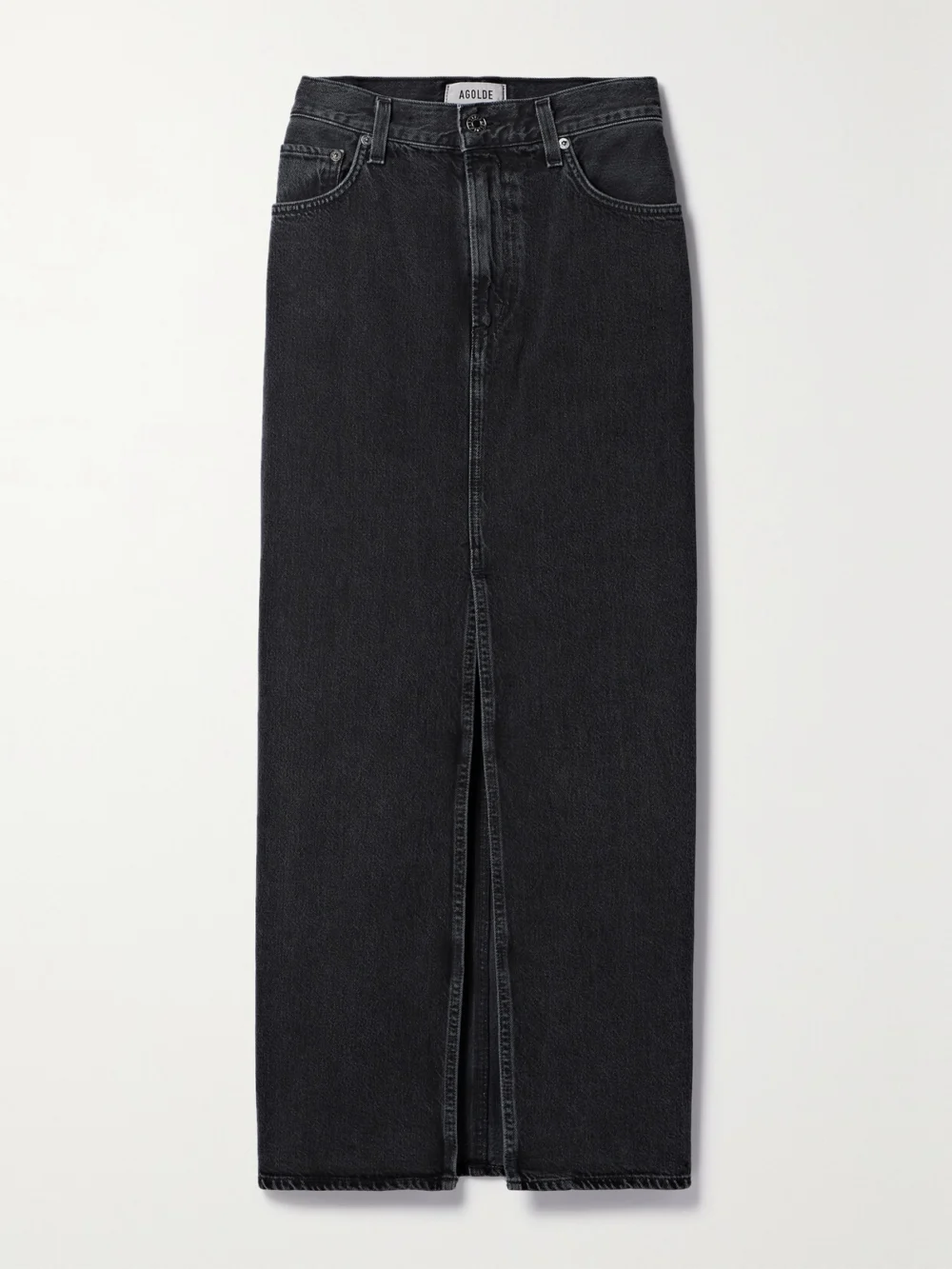 Agolde Leif Organic Denim Maxi Skirt in black