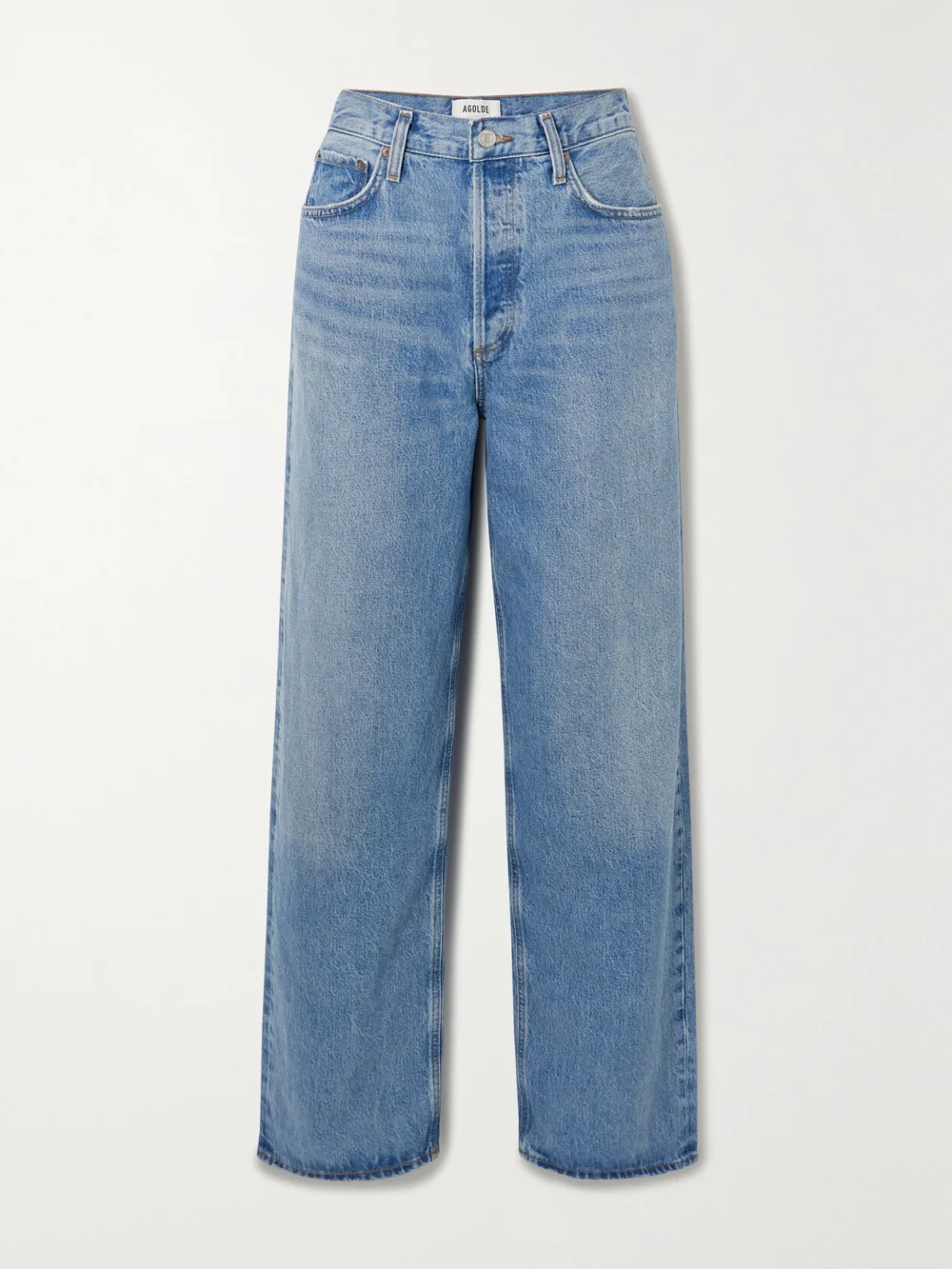Agolde Low Slung Puddle Low-rise Straight-leg Jeans in mid denim