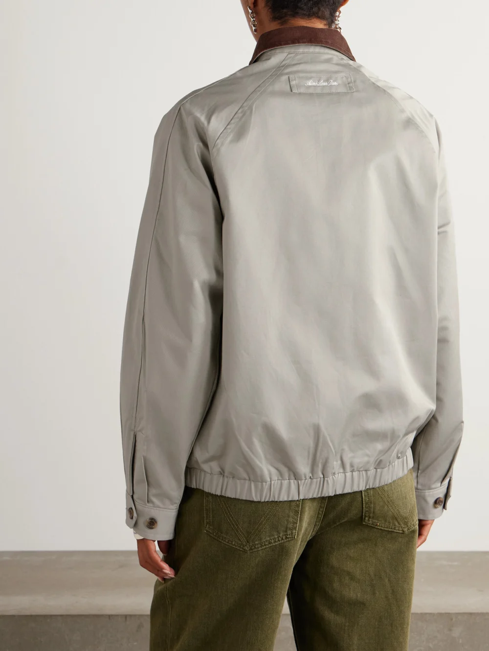 Back view of the Aimé Leon Dore Corduroy-trimmed Embroidered Cotton-twill Jacket