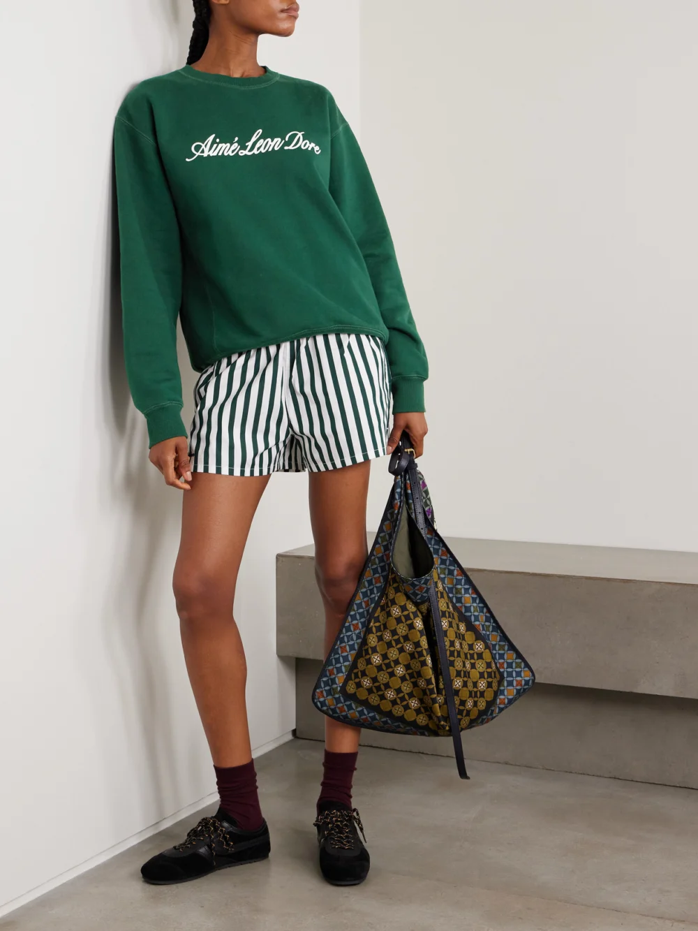 Aimé Leon Dore Logo-print Cotton-jersey Sweatshirt, worn by a model