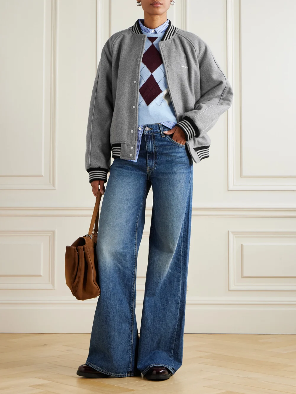 Aimé Leon Dore Wool Varsity Jacket, worn by a model
