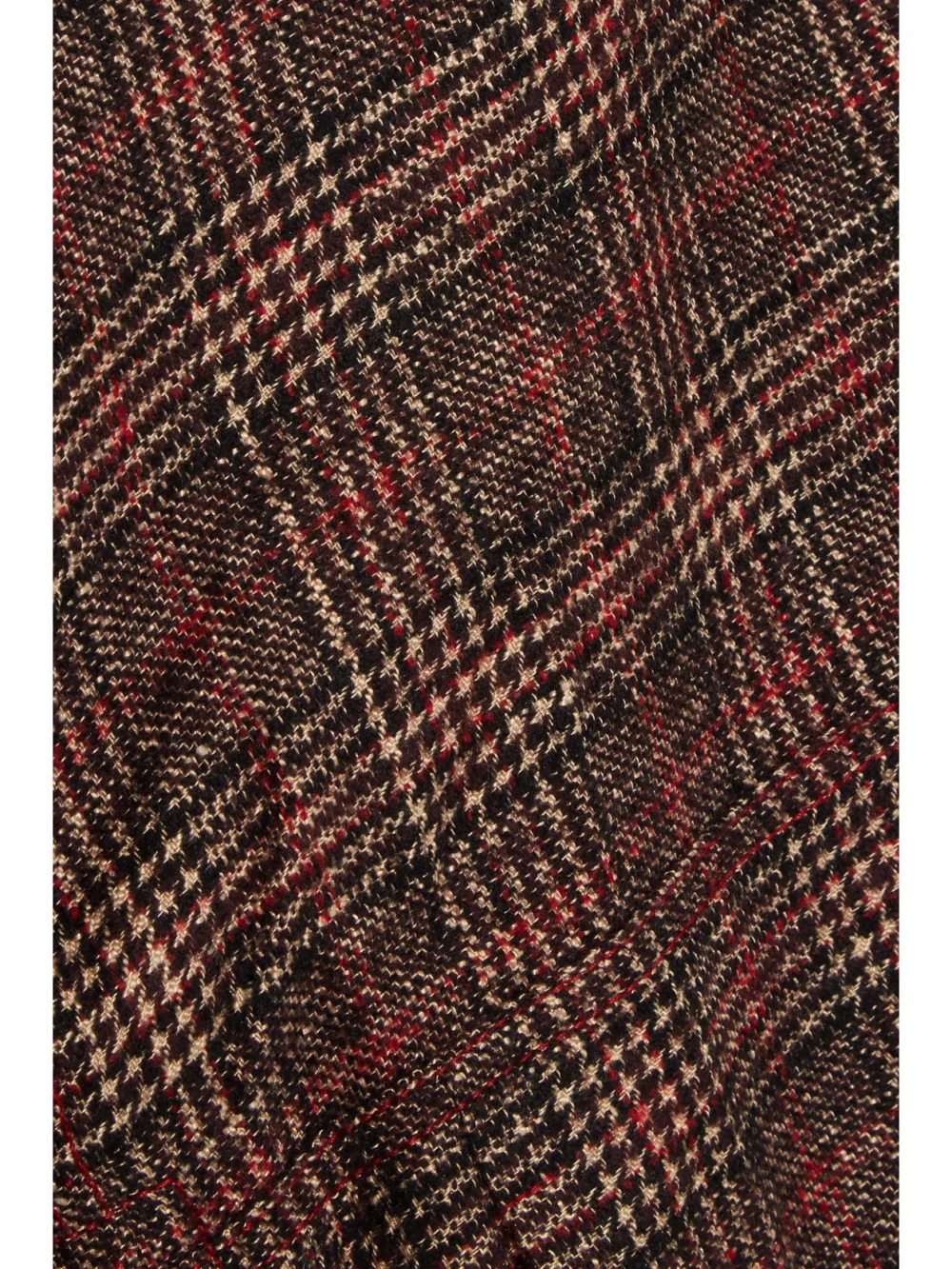 Close-up detail of the Akris Belted Checked Wool Jacket
